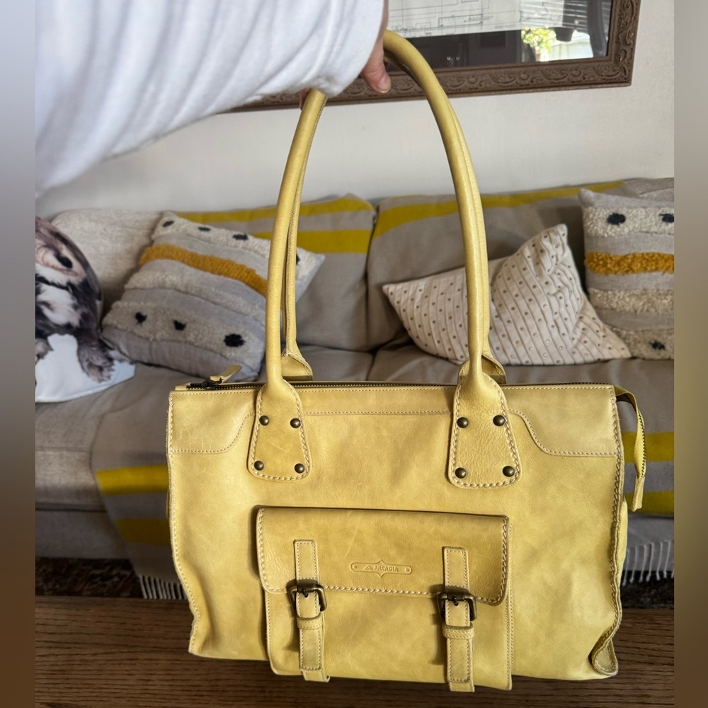 Arcadia Italian medium yellow tote bag soft genuine leather